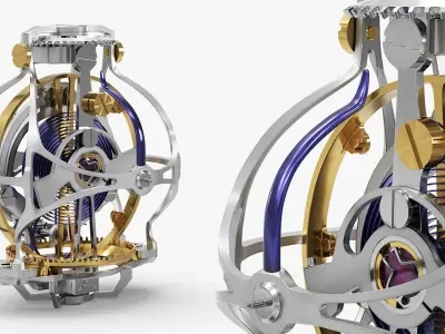 Gyrotourbillon Movement Assembly Silver Gold 3D model