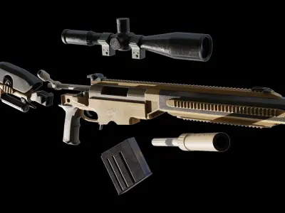 ASHBURY ASW 338LM Sniper Rifle Low-poly 3D model