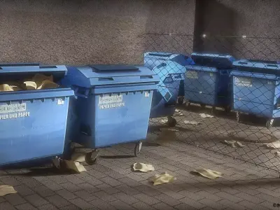 Garbage container with ragdoll settings Free low-poly 3D model