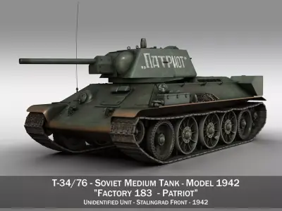 T-34-76 - Model 1942 - Soviet tank - Patriot 3D model