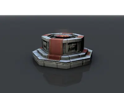 Shrine with fire pit brazier Low-poly 3D model