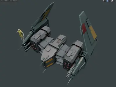 Sci-Fi Type-C Combat Drone Low-poly 3D model