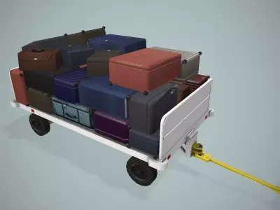 Airport Baggage Carts Loaded --441-- Low-poly 3D model