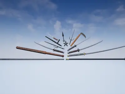 UE4 - Weapons Series - Japan Weapons - Mini Pack Low-poly 3D model