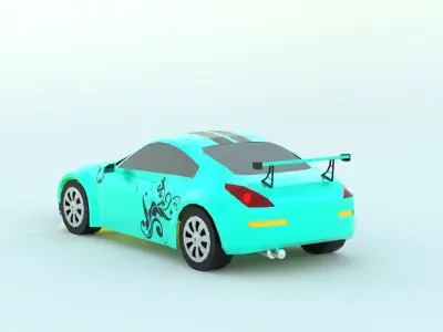 Nissan 350Z low poly game ready 3d model Low-poly 3D model Free low-poly 3D model