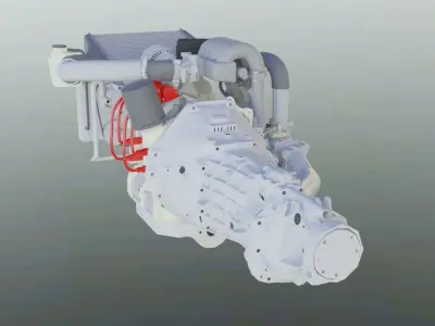 Rotary 13B RX7 MAZDA Custom turbo setup complete engine 3D model