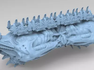 Alien organic Robot statue Bridge 1 3D model