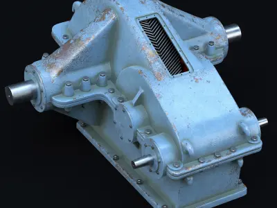 Reducer industrial gearbox Low-poly 3D model
