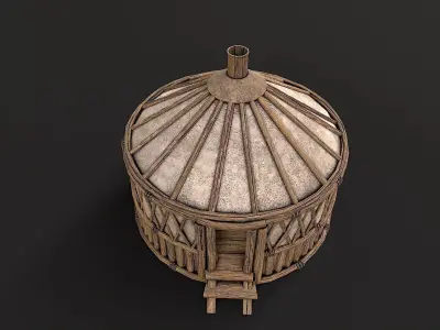 Traditional Yurt Nomads Tent with Interior 5 Low Poly PBR Low-poly 3D model