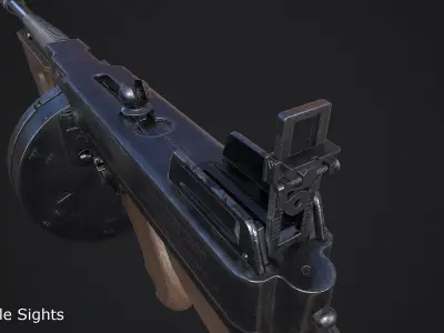 Thompson M1928A1 Submachine Gun Low-poly 3D model