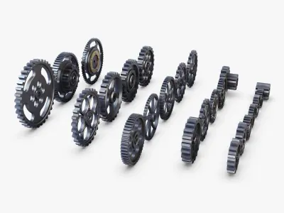 Gears Set Low Poly v 1 of 3D model