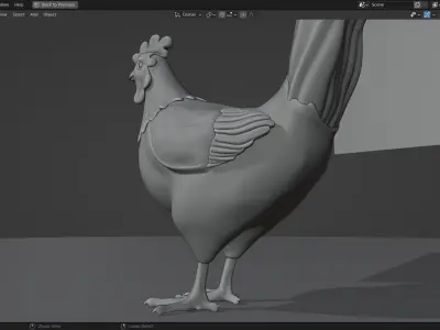 Rooster 3D Model Cartoon Style Print Ready 3D model Low-poly 3D model