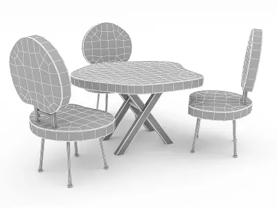 Wooden Garden Furniture 02 Low-poly 3D model