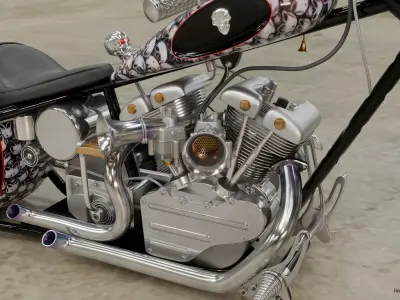 Street Chopper - Skull Theme 3D model