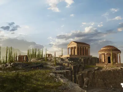 Roman Temple Ruins Low-poly 3D model
