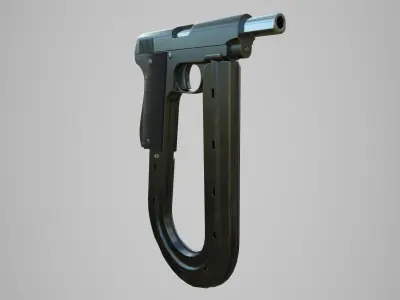 French UNION Pistol with Extended Magazine Low Poly PBR Low-poly 3D model