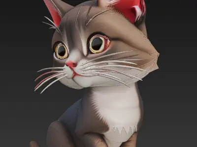 Cat Realistic 3D Model Basic - Low Poly Realistic Low-poly 3D model
