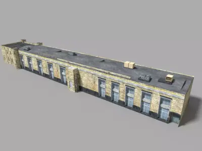 low poly prison building 3 Low-poly 3D model