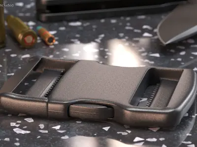 YKK Flat Dual Adjustable Side Release Plastic Buckle 3D model