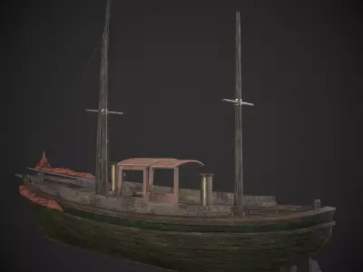 Fishing Boat Low-poly 3D model