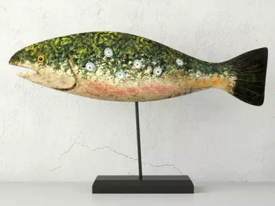Hand Carved Wooden Fish 3D model