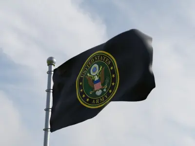 Animated American US Flags 3D model