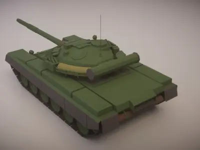 Simple T-80BV Tank Low-poly 3D model
