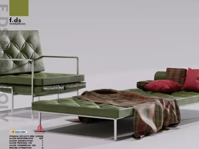 f-ds furniture set 2 chesterfield furniture Free 3D model