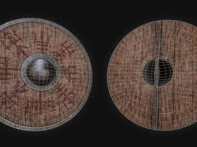 Viking Shields Low Poly Unreal Engine ready AC Valhalla Low-poly 3D model