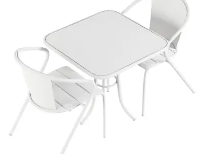 BICA set four orange chairs and table Free 3D model