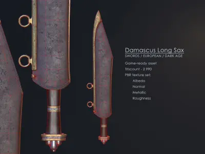 Damascus Long Sax Low-poly 3D model