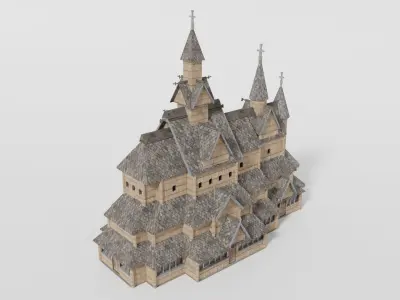 Medieval Stave Church 3D model