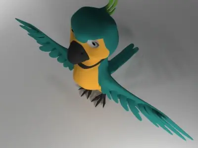 Cartoon Parrot Low-poly 3D model
