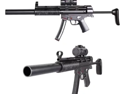 mp5 gun Low-poly 3D model