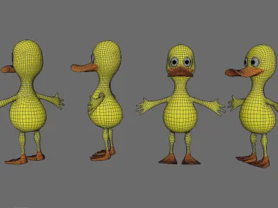 Cute Duck - Rigged and Animated Low-poly 3D model