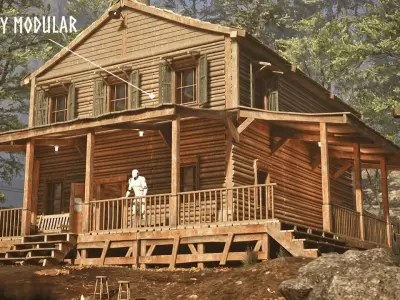 Modular Town Low-poly 3D model