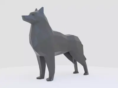 Husky dog lowpoly Low-poly 3D model
