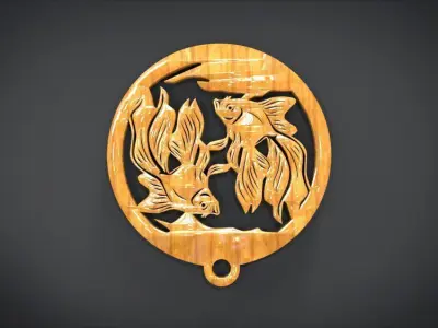 Wall decoration with Fish motif Low-poly 3D model