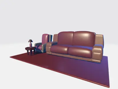 Free Couch and Table with table lamp Free 3D model