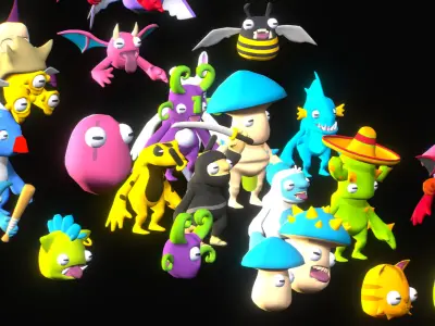 Animated Monsters Pack Free low-poly 3D model