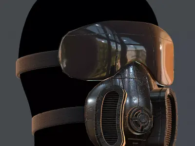 Gas mask helmet 3d model scifi Low-poly Low-poly 3D model