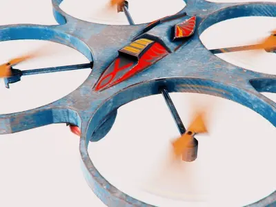 Quadcopter with camera Low-poly 3D model