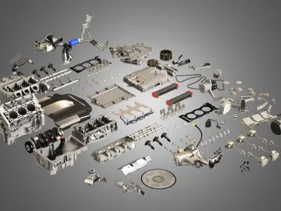 XTS Disassembled Engine - V6 Twin Turbo Engine 3D model