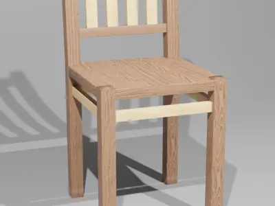 Wooden Chair Low-poly 3D model 20