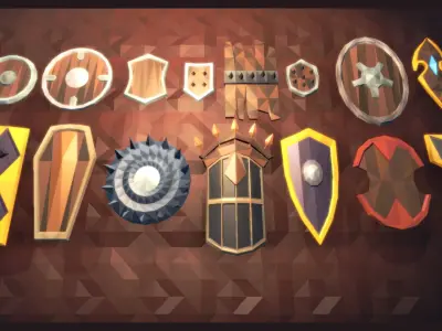 Low Poly Fantasy Weapons Full Packs Low-poly 3D model