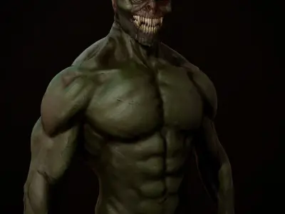 Demon bust of with skulls on top 3D print model