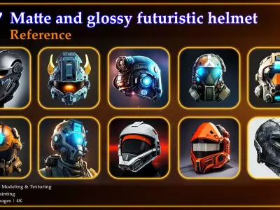 47 Matte and Glossy Futuristic Helmet - resource images  3D model