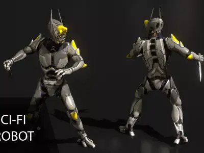 Sci-fi robot Free low-poly 3D model