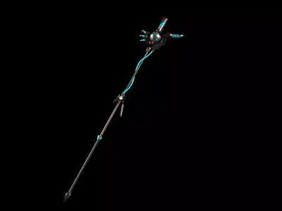 Techno-Magic Crosier Low-poly 3D model