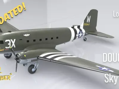 Douglas C47 skytrain Thats All Brother Low-poly 3D model